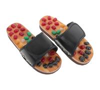 Acupressure Massage Slippers Sandals Size 35-36 Black PU EVA | Raised Sole Point Arrangement, Slip on Style, for Family and Friends at Home