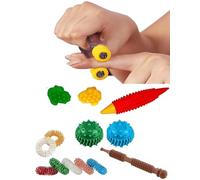 Acupressure Massage Tools Kit Acupuncture Pain Relief ~ Finger Massager, Sujok Ring,Thumbs, Ball, K-Roll, Wooden Jimmy with Reflexology Chart (15 in one)