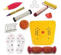 Acupressure Massager Tools Combo Kit with Multipurpose Roller Massager (Pyramidal cuts) + Bio-Magnetic Power Foot Mat (Magneto-Therapy) for Stress and Pain Relief