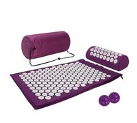 Acupressure Mat, Acupuncture Mat, Massage Mat and Pillow Set with 2pcs Massage Balls, Relieving Neck and Back Pain, Muscle Relaxation and Stress Reduction, Sciatica Relief, Carry a Handbag, Purple