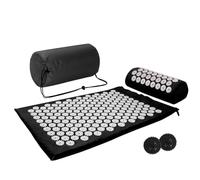 Acupressure Mat, Acupuncture Mat, Massage Mat and Pillow Set with 2pcs Massage Balls, Relieving Neck and Back Pain, Muscle Relaxation and Stress Reduction, Sciatica Relief, Carry a Handbag, Black