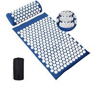 Acupressure Mat and Pillow Set, Acupuncture Massage Mat for Relieving Back, Neck, Feet Pain Muscle Tension Stress Reduction Wellness Therapy, Spike Mattress with Carry Bag for Men Women (Blue)