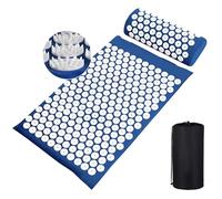 Acupressure Mat and Pillow Set, Acupuncture Mat for Back, Neck, Feet Pain Relief Muscle, Stress Reduction, Spike Massage Mattress with Travel Bag for Men Women, Targets Pressure Points (Blue)