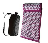 Acupressure Mat and Pillow Set, Spike Pressure Mat for Yoga for Back Neck Pain and Sciatica Back Massage Muscle Relaxation Post Sport Recovery with A Carry Bag (Purple)