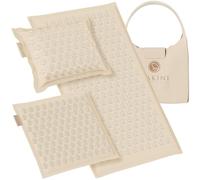 Acupressure Mat and Pillow Set with Extra Mini Accupressure Massage Pad - Linen Acupuncture Mat Full Body - Accupoint Pad with Pressure Point for Back Pain (Linen)