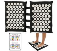 Acupressure Mat for Feet and Back, 2 x 34 cm Acupuncture Mat, Black, Acupressure Mat, Nail Mat with 110 Tips & Acupuncture Point Table, Acupressure Doormat for Home, Office