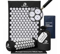 Acupressure Mat & Pillow Set - Acupressure Therapy for Back and Neck Pain Relief, Sciatica, and Pressure Point Aches, Ideal Acupuncture Mat for Sleeping Aid & Recovery (Black)
