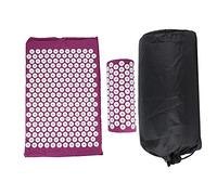 Acupressure Mat Pillow Set Stress Relief Acupuncture Massage Yoga Pad with Carry Bag Purple Green