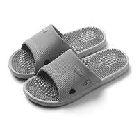 Acupressure Slippers Massage Slippers Reflexology Therapy Shoes Foot Neuropathy Fasciitis Pain Relief Non-Slip Massage Sandals Men Stress Relief Gifts for Bath Shower (Grey, US Men 6.5-7.5)