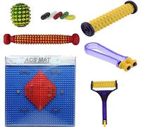 Acupro Health Care System_Acs Acupressure Power Mat Wooden Roller Hand and Foot Sujok Finger Rings (Combo of 7)