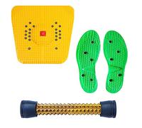 Acupro Health Care System_Acs Bio-Magnetic Power Foot Mat & Shoe Sole (Cut to Size) (Magneto-Therapy) & Premium Wooden Foot Roller (Pyramidal Cuts) (Pack of 3)