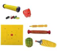 Acupro Health Care System Acupressure Deluxe Mat II Foot Roller Wooden Energy Roll Pyramidal Prob Sujok Ring Kerala Roll Ball Thumb Jimmy Combo Pack Multi Colour