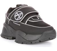 Acupuncture Beefer Synthetic Mesh Hook and Loop Strap Chunky Trainers (Black, UK 3)
