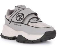 Acupuncture Beefer Synthetic Mesh Hook and Loop Strap Chunky Trainers (Grey, UK 4)