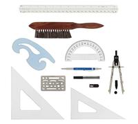 Acurit 10 Piece Drafting Architect Set - Drafting Tools & Drafting Kits Includes Protractor, Eraser Shield, Compass, Architect's Scale, Drafting Pencils, Lead Sharpener, Triangles, French Curve, Brush