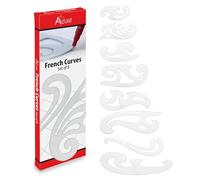 Acurit French Curve Set of 8 - Clear Plastic Drawing Templates for Sewing, Pattern Making, Drafting, Fashion Design, Architecture, Graphic Illustration - Smudge-Free Inking Edges