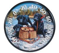 ACURITE 01678 12.5-Inch Wall Thermometer, Black Lab Pups