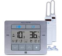 ACURITE Digital Wireless Fridge and Freezer Thermometer with Alarm and Max/Min Temperature for Home and Restaurants (00515M), Stainless Steel Finish, 4.25" x 3.75"