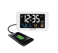 AcuRite Intelli-Time Alarm Clock with USB Charger, Indoor Temperature and Humidity (13040CA), 0.8, White