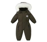 Acuryx Infant Girls Boys One-piece Snowsuits Hooded Overalls Ski Suits Winter Waterproof Coats Jumpsuits for Baby Toddler Green 12-18 Months