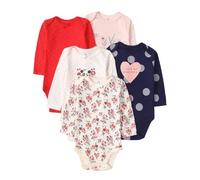 Acuryx Newborn Baby Long Sleeve Bodysuit Baby Grow Cotton Layette 5-pack Neutral Baby Onesie Outfits 12-18 M