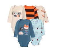 Acuryx Newborn Baby Long Sleeve Bodysuit Baby Grow Cotton Layette 5-pack Neutral Baby Onesie Outfits 9-12 M