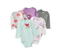 Acuryx Newborn Baby Long Sleeve Bodysuit Baby Grow Cotton Layette 5-pack Neutral Baby Onesie Outfits 6-9 M