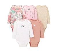 Acuryx Newborn Baby Long Sleeve Bodysuit Baby Grow Cotton Layette 5-pack Neutral Baby Onesie Outfits 3-6 M