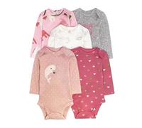 Acuryx Newborn Baby Long Sleeve Bodysuit Baby Grow Cotton Layette 5-pack Neutral Baby Onesie Outfits 12-18 M