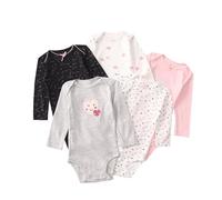Acuryx Newborn Baby Long Sleeve Bodysuit Baby Grow Cotton Layette 5-pack Neutral Baby Onesie Outfits 12-18 M