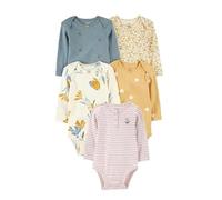 Acuryx Newborn Baby Long Sleeve Bodysuit Baby Grow Cotton Layette 5-pack Neutral Baby Onesie Outfits 12-18 M