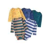 Acuryx Newborn Baby Long Sleeve Bodysuit Baby Grow Cotton Layette 5-pack Neutral Baby Onesie Outfits 12-18 M