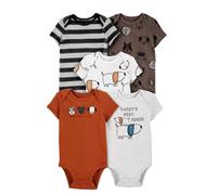Acuryx Newborn Baby Short Sleeve Bodysuit 5-Pack Neutral Cotton Layette 3-6M