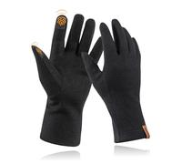ACUSHLA 100% Merino Wool Glove Liner -Touchscreen Lightweight Base Layer Ski Liner Glove for Men & Women (270GSM-Black, M)