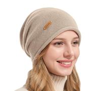 ACUSHLA 100% Merino Wool Slouchy Beanie for Women & Men Knit Winter Hat Unisex Warm Skull Cap for Cold Weather Light Beige