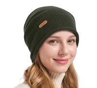 ACUSHLA 100% Merino Wool Slouchy Beanie, Knit Winter Hat Unisex, Green