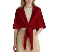 ACUSHLA 100% Merino Wool Triangle Shawl Wrap Women Pashmina Scarf, Red