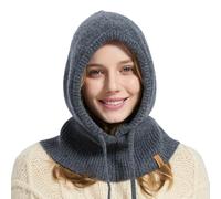 ACUSHLA Merino Wool Balaclava, Hooded Scarf Hat, Warm Knit, Dark Grey