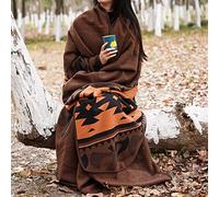 ACUSHLA Merino Wool Blanket - 79X63 Warm, Thick, Washable, Large Throw - Great for Bed Couch Camping Outdoor Travel Car Pets, All Seasons, Flame Brown