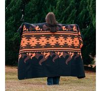 ACUSHLA Merino Wool Blanket - Soft Warm Thick Washable Large Bed Couch Camping Outdoor Travel Throw Blanket All Weather, Flame Blue 79X63