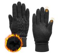 ACUSHLA Merino Wool Gloves for Men & Women - Fleece-lined Touchscreen Heavyweight Warm Glove Liners for Cold Weather Winter Thermal Soft Knitted Hand Wear, Black M
