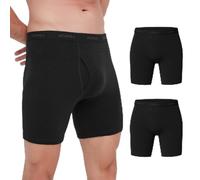 ACUSHLA Merino Wool Underwear for Men - Breathable Soft Odor Control Boxer Brief Base Layer Trunk Underpant Undies, Black/2pack, L