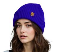ACUSHLA Waterproof Windproof Cuff Beanie Winter Hat Stretchy Soft Cuffed Wooly Beanie with Thermal Thick Fleece Lining, Gifts for Men/Women/Her/Him (Klein Blue)