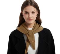 ACUSHLA Wool Triangle Scarf Knitted Triangle with Rice Grain Knitted Pattern in Solid Colors, Light Cloth Soft Many Color Combinations Light Scarf (Camel 04)