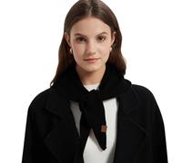 ACUSHLA Wool Triangle Scarf with Rice Grain Knitted Pattern, Black