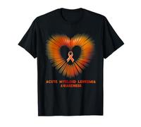 Acute Myeloid Leukemia Awareness Heart Orange Ribbon Warrior T-Shirt