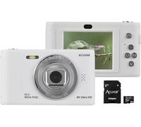 Acuvar 4K 50MP Digital Camera, Auto Focus Kids Camera Selfie with Front and Rear Dual Lenses, 32GB Card, 8X Digital Zoom, Compact Travel Vlogging Video Camera Gift for Kid Teen Beginner (White)
