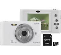 Acuvar 4K 50MP Digital Camera, Auto Focus Kids Camera Selfie with Front and Rear Dual Lenses, 32GB Card, 8X Digital Zoom, Compact Travel Vlogging Video Camera Gift for Kid Teen Beginner (Silver)
