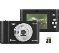 Acuvar 4K 50MP Digital Camera, Auto Focus Kids Camera Selfie with Front and Rear Dual Lenses, 32GB Card, 8X Digital Zoom, Compact Travel Vlogging Video Camera Gift for Kid Teen Beginner (Black)