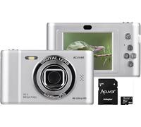 Acuvar 4K 50MP Digital Camera, Auto Focus Kids Camera Selfie with Front and Rear Dual Lenses, 64GB Card, 8X Digital Zoom, Compact Travel Vlogging Video Camera Gift for Kid Teen Beginner (Silver)